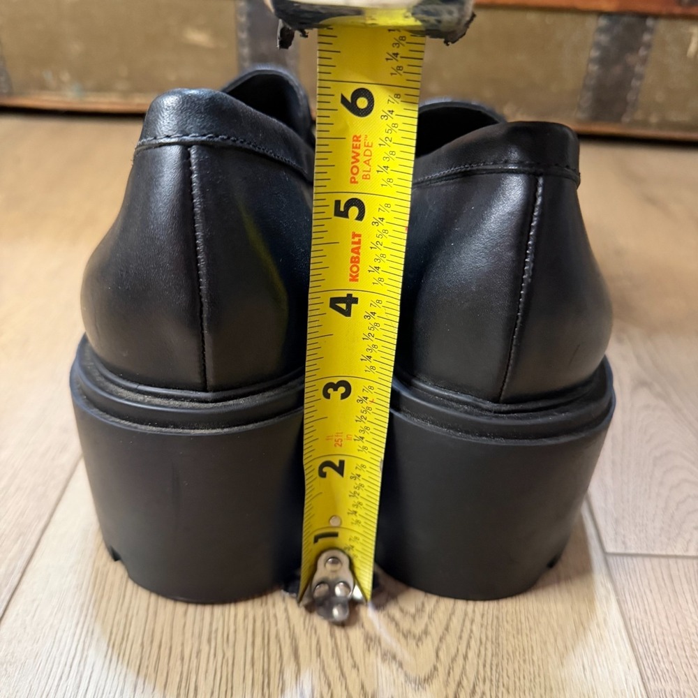 Schutz Leather Lug Loafers Black Viola Tractor 9.5B Y2K Academia Chunky Platform - Picture 8 of 8